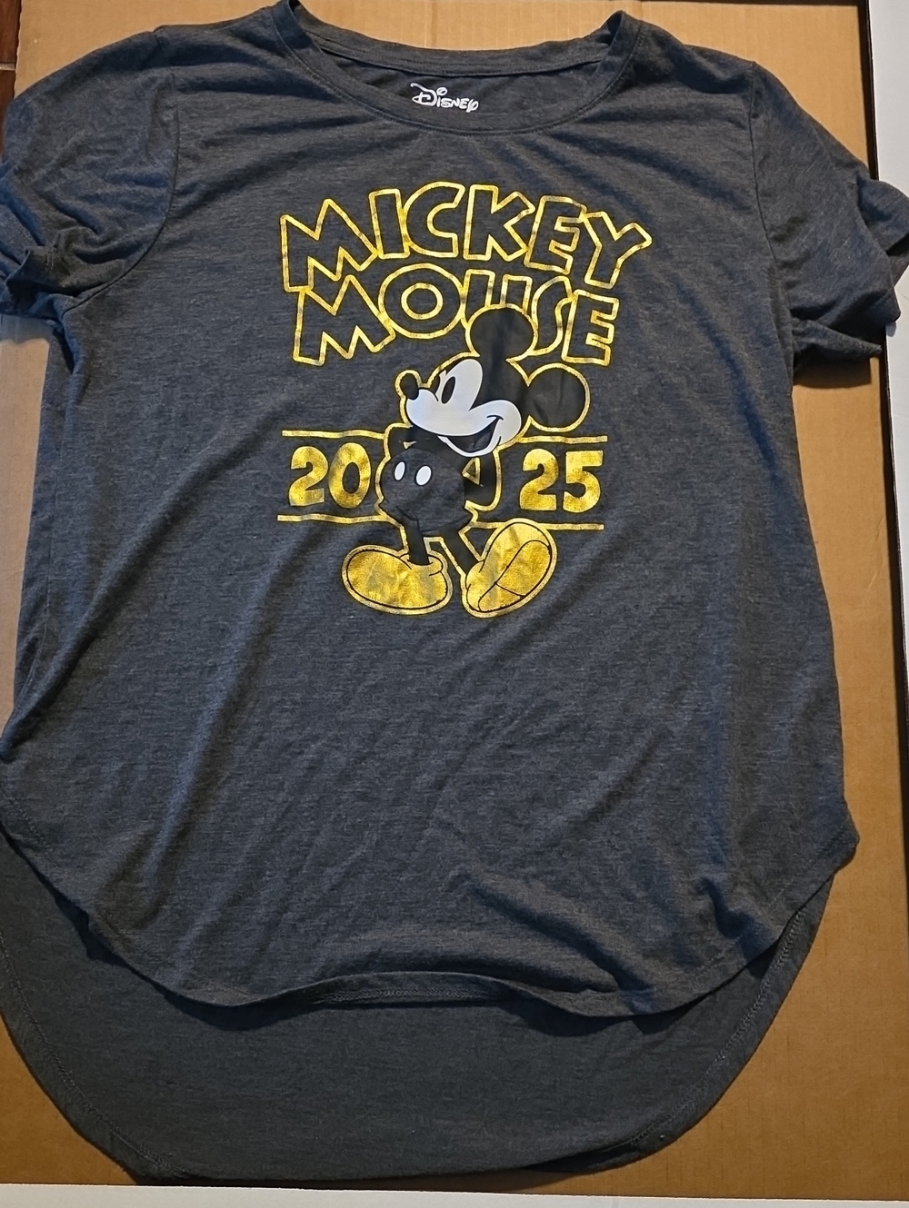 Disney Gray Tee with Yellow Mickey Mouse Graphic
